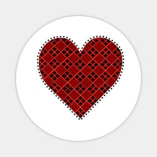 Red Heart with Patterns and Dots Magnet